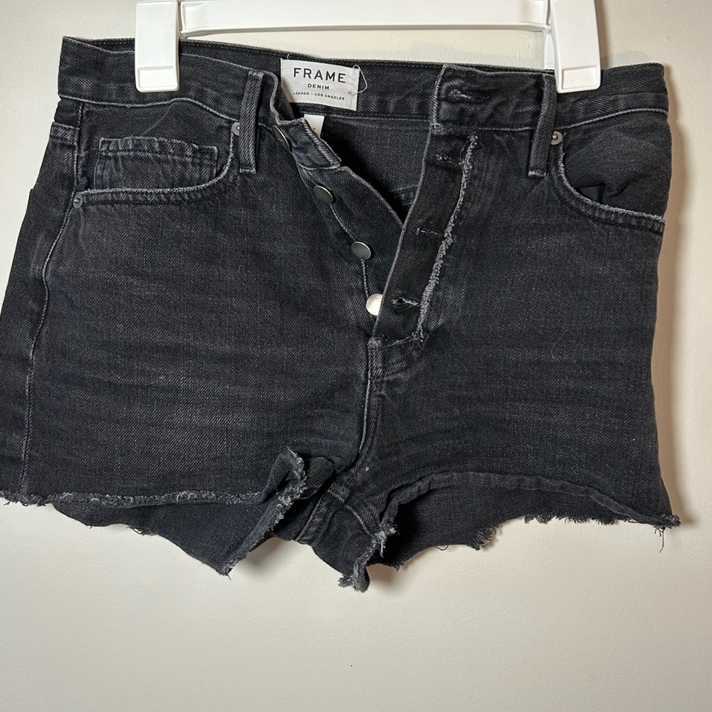 Black denim shorts